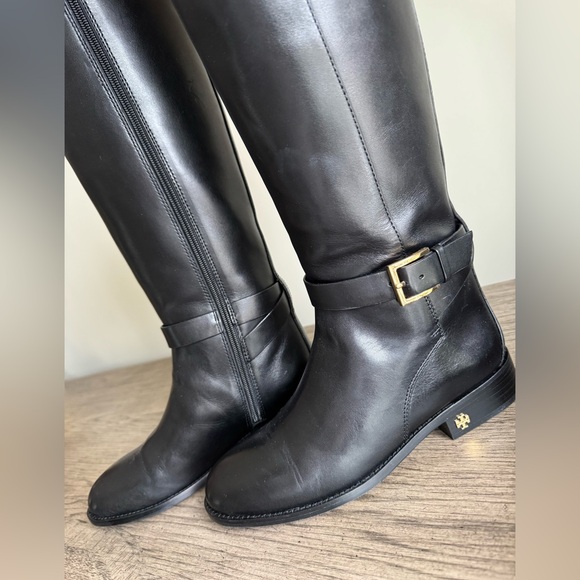 Tory Burch Black Leather Riding Boots Brooke 25mm Knee Boot Calf Leather Size 7 - Picture 7 of 10